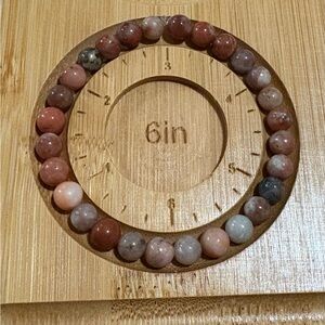 Elegant Pink and Brown Glass Beaded Stretch Bracelet